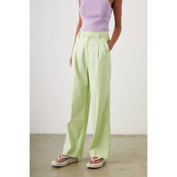 Rails Women's Marnie Pants Apple Light Lime Green Poly Linen Sz 14 $228 SOLD OUT - Picture 2 of 5